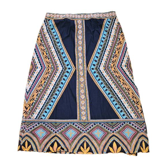 Chicos Midi Skirt Womens 3/XL Floral Geometric Artsy Boho Cottagecore Mesh - Picture 1 of 9